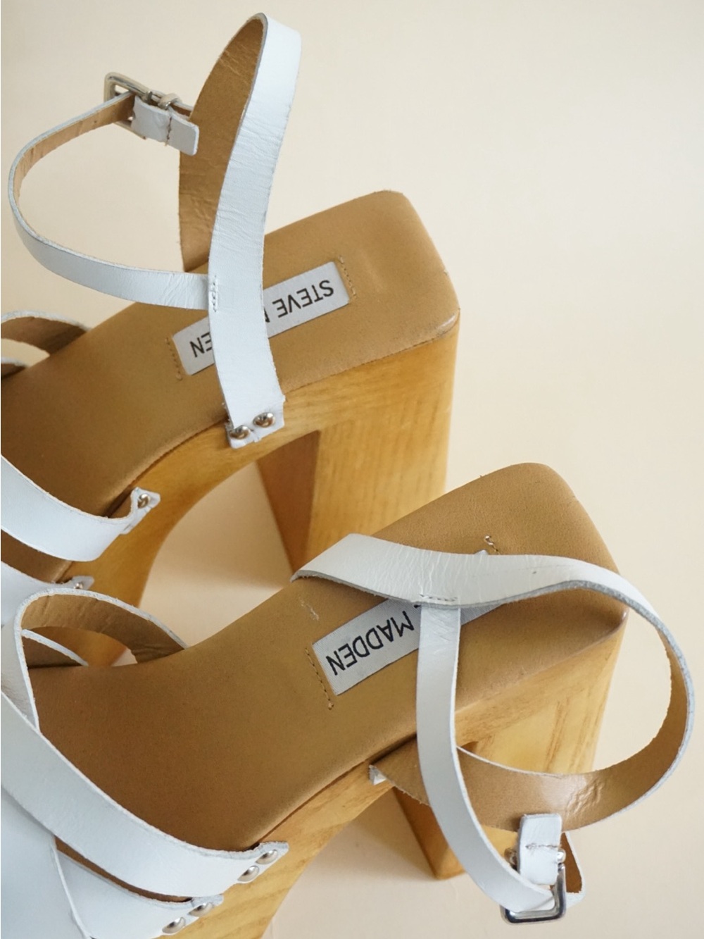 Steve Madden White Chunky Leather "Caileen" Block Y2K Heel NWT - Size 9 - Picture 4 of 8